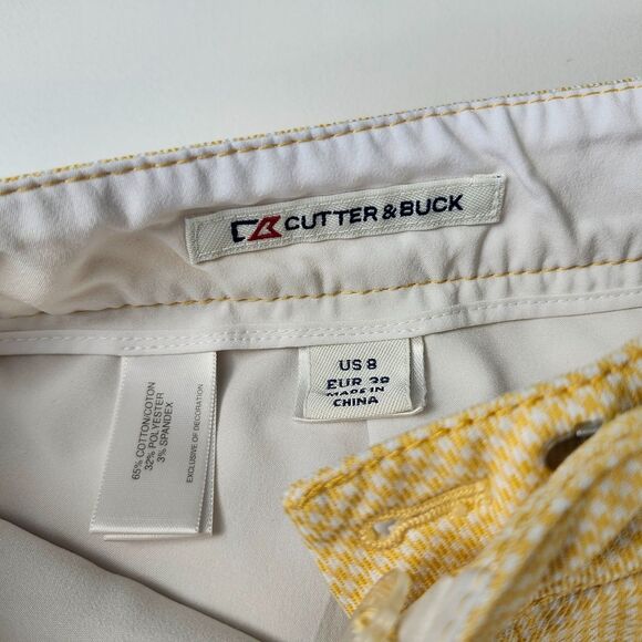 Cutter & Buck Yellow Gingham Stretch Golf Skort Size 8 Tennis Prep - Picture 3 of 8